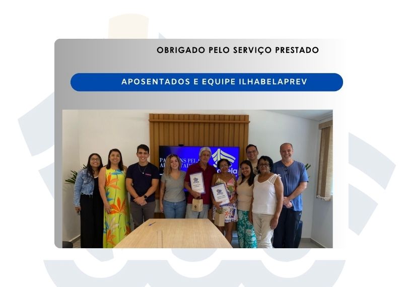 Equipe do Ilhabelaprev junto com aposentados do mês de novembro